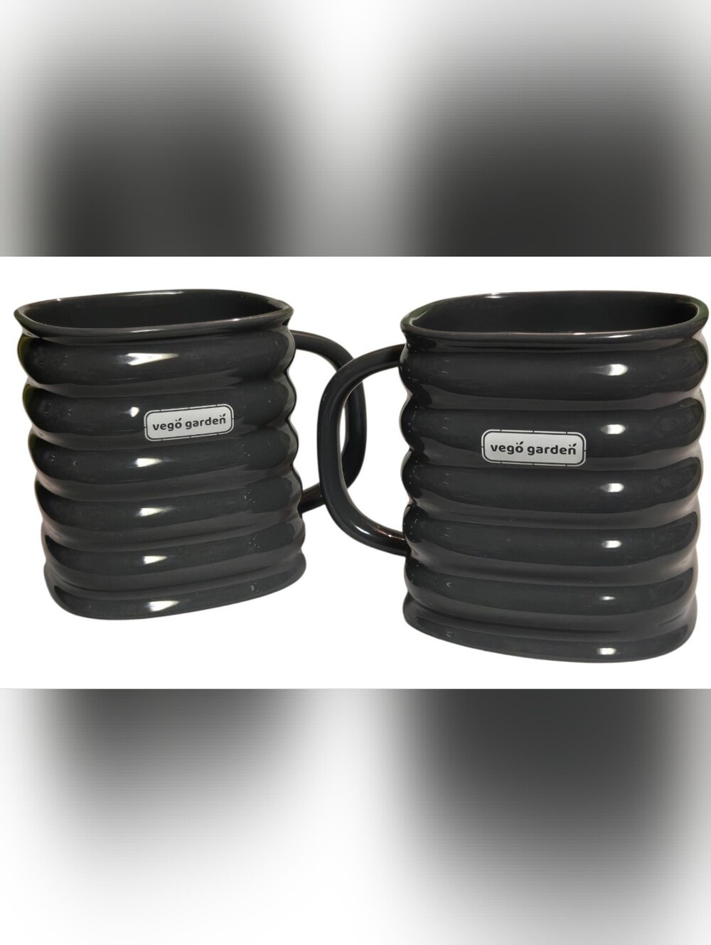 pair Vego Garden Ceramic Coffee Mug in modern gray 16 oz